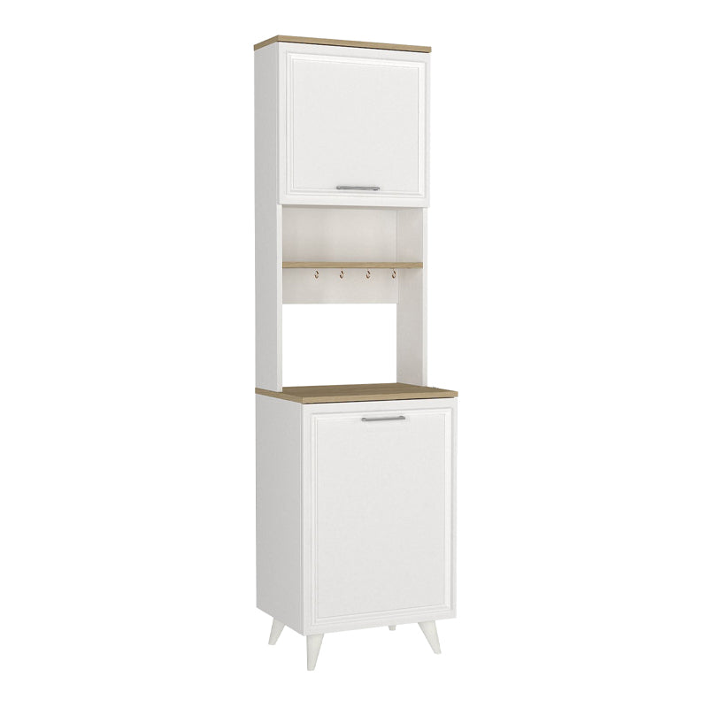 Έπιπλο κουζίνας Potter 1  χρώμα λευκό - rota oak 53,4x39,6x196,1εκ.