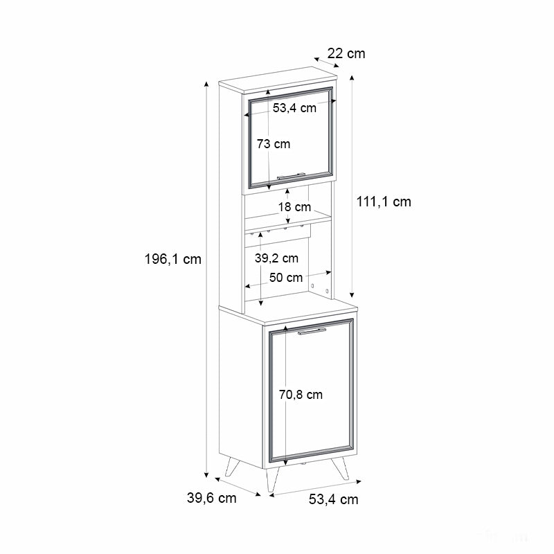 Έπιπλο κουζίνας Potter 1  χρώμα λευκό - rota oak 53,4x39,6x196,1εκ.