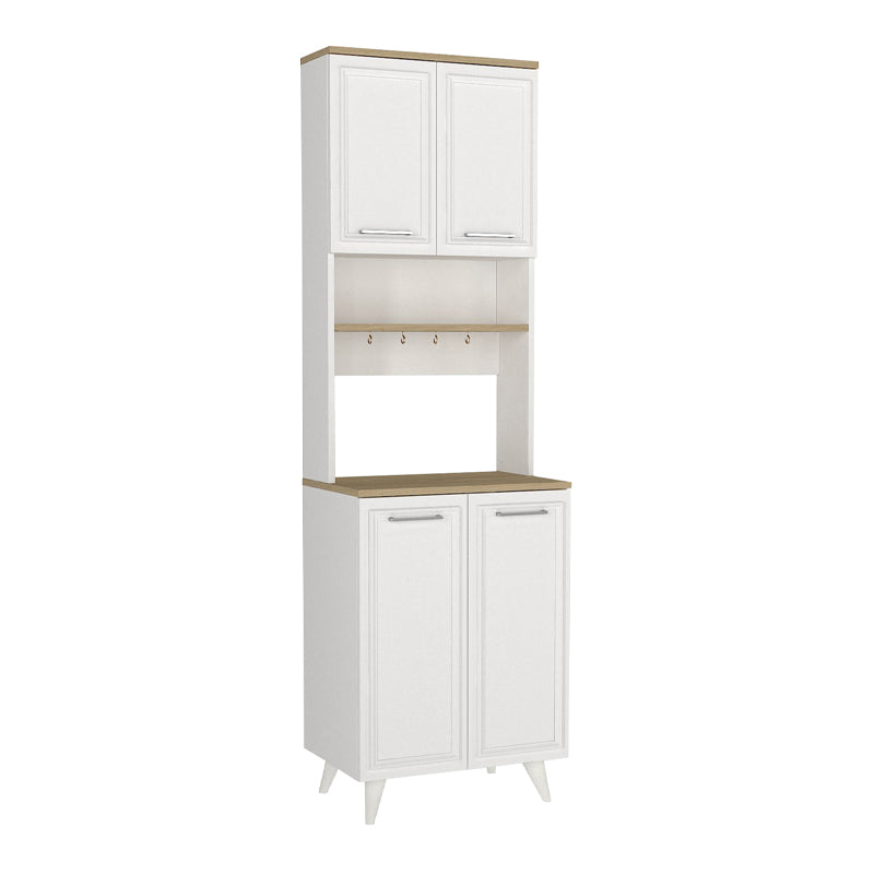 Έπιπλο κουζίνας Potter 2  χρώμα λευκό - rota oak 60x40x196,1εκ.