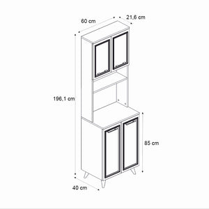 Έπιπλο κουζίνας Potter 2  χρώμα λευκό - rota oak 60x40x196,1εκ.