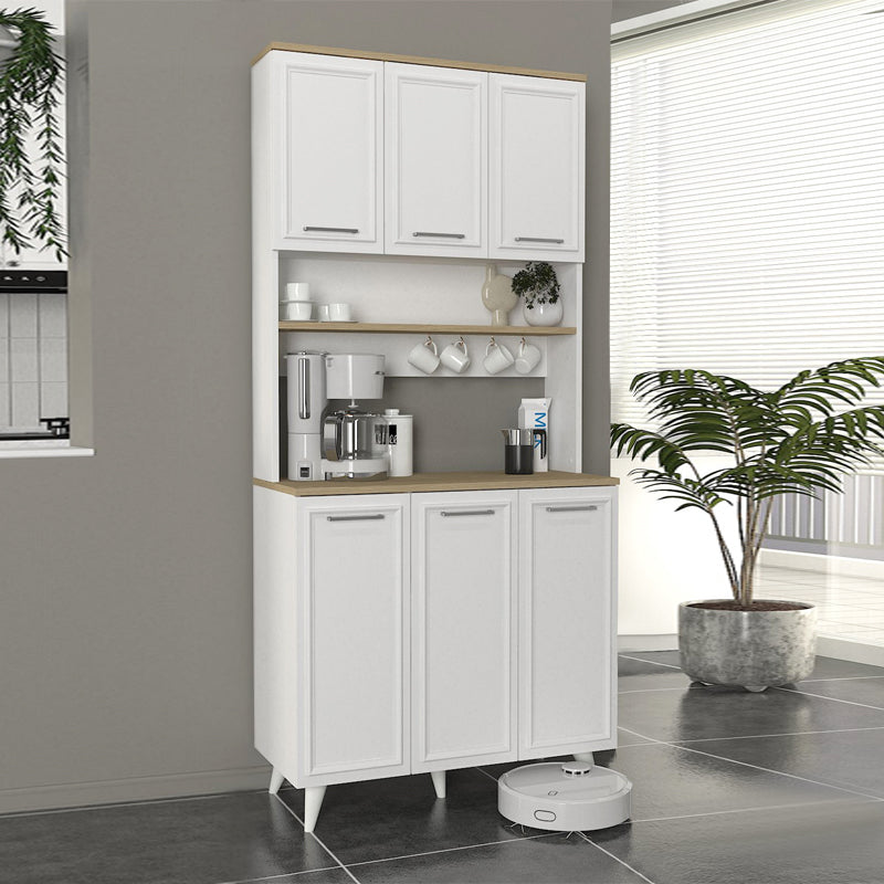 Έπιπλο κουζίνας Potter 3  χρώμα λευκό - rota oak 90x40x196,1εκ.
