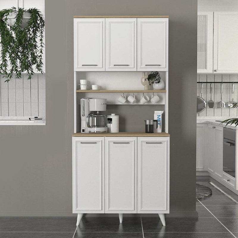 Έπιπλο κουζίνας Potter 3  χρώμα λευκό - rota oak 90x40x196,1εκ.