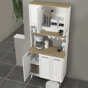 Έπιπλο κουζίνας Potter 3  χρώμα λευκό - rota oak 90x40x196,1εκ.