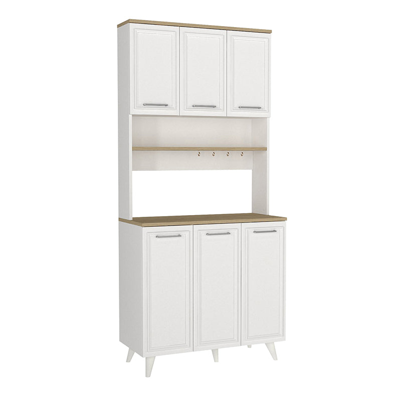 Έπιπλο κουζίνας Potter 3  χρώμα λευκό - rota oak 90x40x196,1εκ.