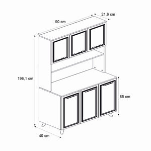 Έπιπλο κουζίνας Potter 3  χρώμα λευκό - rota oak 90x40x196,1εκ.