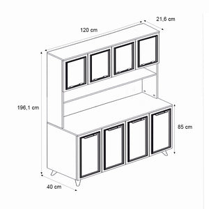 Έπιπλο κουζίνας Potter 4  χρώμα λευκό - rota oak 120x40x196,1εκ. - Pakobazaar