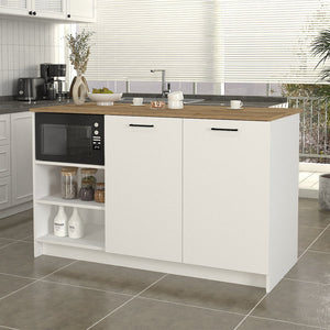 Τραπέζι - Πάγκος κουζίνας Peres  χρώμα λευκό - sepet oak 150x70x91,8εκ.