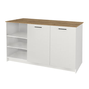 Τραπέζι - Πάγκος κουζίνας Peres  χρώμα λευκό - sepet oak 150x70x91,8εκ.