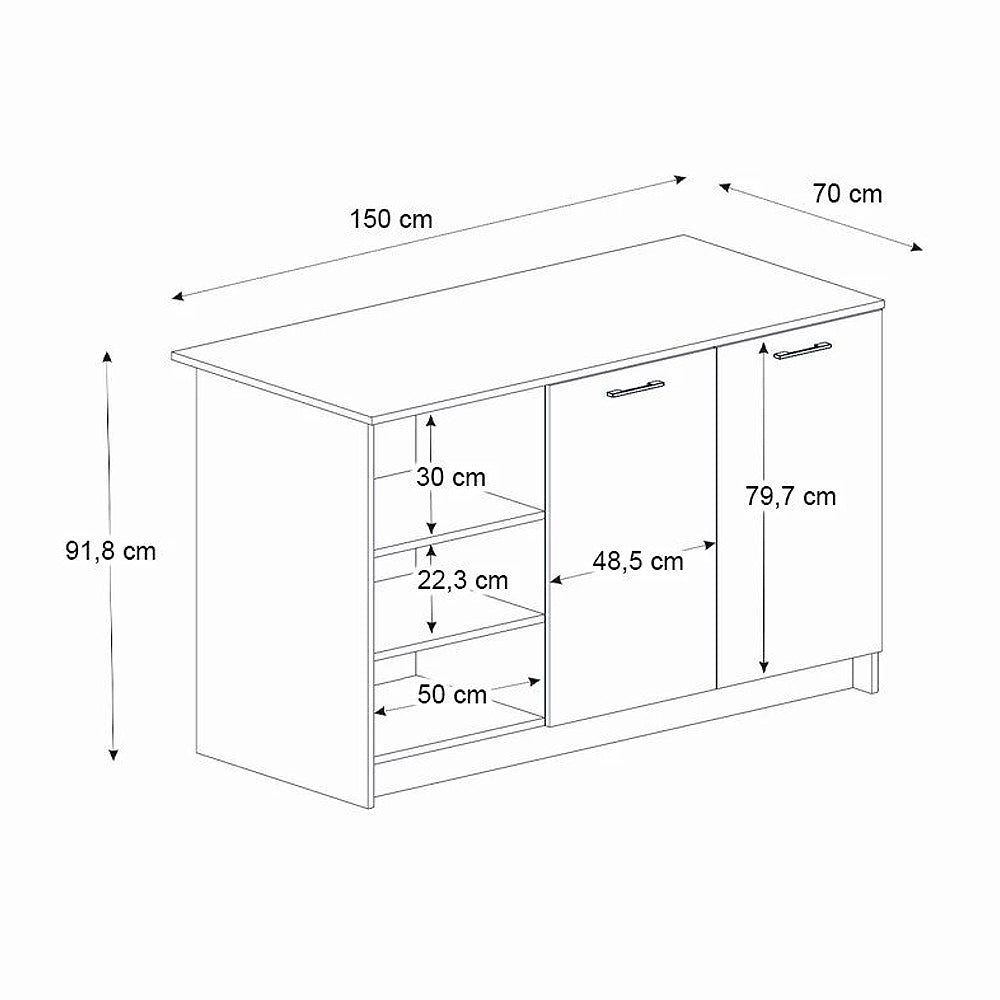 Τραπέζι - Πάγκος κουζίνας Peres  χρώμα sepet oak 150x70x91,8εκ.