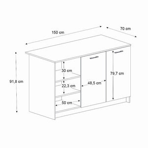 Τραπέζι - Πάγκος κουζίνας Peres  χρώμα sepet oak 150x70x91,8εκ.