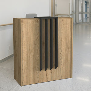 Γραφείο υποδοχής - reception Hola  χρώμα sepet oak - ανθρακί 93,6x45,2x110,3εκ.