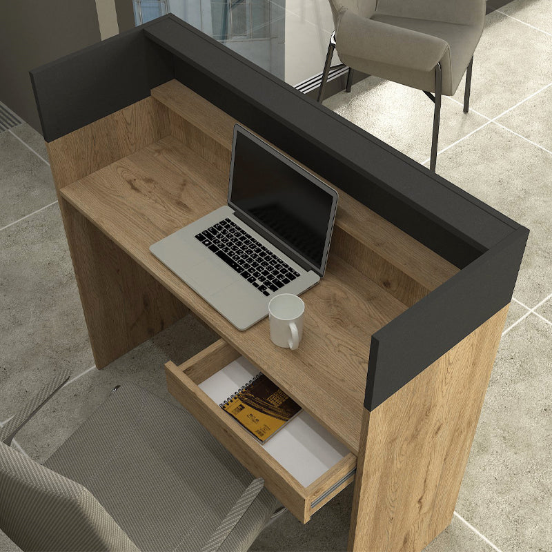 Γραφείο υποδοχής - reception Wilko  με LED χρώμα sepet oak - ανθρακί 113,6x42x110εκ.