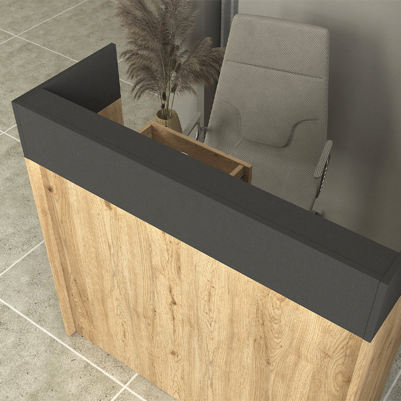 Γραφείο υποδοχής - reception Wilko  με LED χρώμα sepet oak - ανθρακί 113,6x42x110εκ.