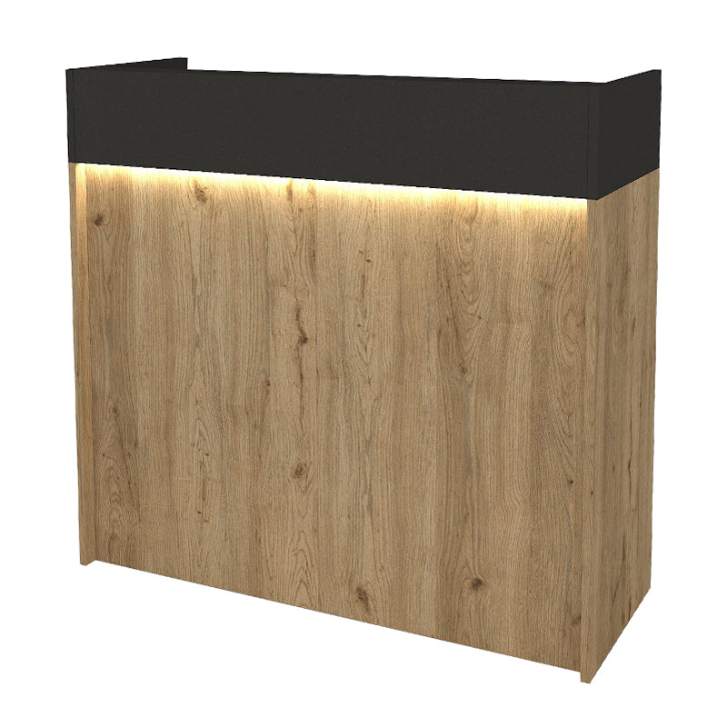 Γραφείο υποδοχής - reception Wilko  με LED χρώμα sepet oak - ανθρακί 113,6x42x110εκ.