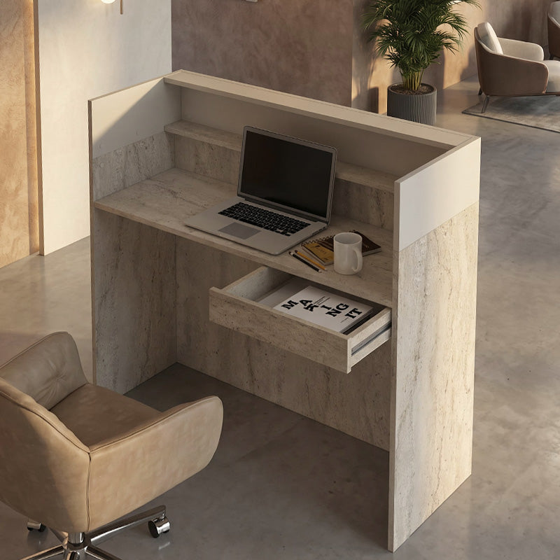 Γραφείο υποδοχής - reception Wilko  με LED χρώμα travertine - sandstone 113,6x42x110εκ. - Pakobazaar