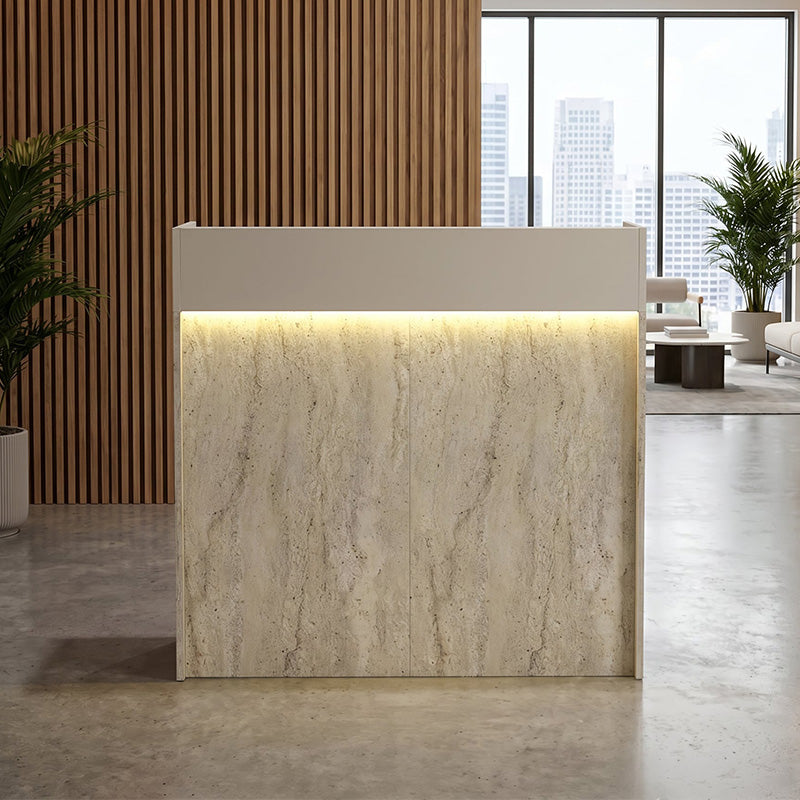 Γραφείο υποδοχής - reception Wilko  με LED χρώμα travertine - sandstone 113,6x42x110εκ. - Pakobazaar