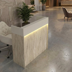 Γραφείο υποδοχής - reception Wilko  με LED χρώμα travertine - sandstone 113,6x42x110εκ. - Pakobazaar