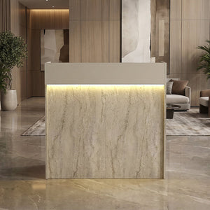 Γραφείο υποδοχής - reception Wilko  με LED χρώμα travertine - sandstone 113,6x42x110εκ. - Pakobazaar