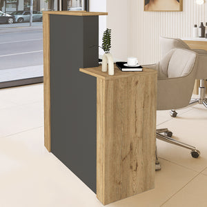 Γραφείο υποδοχής - reception Enter  χρώμα sepet oak - ανθρακί 86,9x40x110,3εκ.