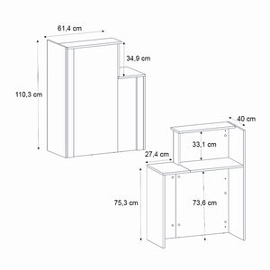 Γραφείο υποδοχής - reception Enter  χρώμα sepet oak - ανθρακί 86,9x40x110,3εκ.