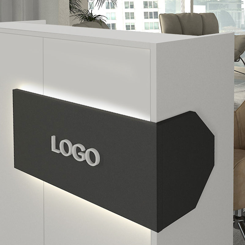 Γραφείο υποδοχής - reception Aloha  με LED χρώμα λευκό - ανθρακί 95,5x40x110,3εκ.