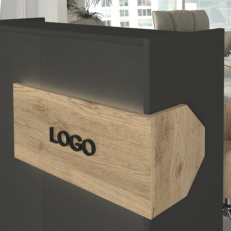 Γραφείο υποδοχής - reception Aloha  με LED χρώμα ανθρακί - sepet oak 95,5x40x110,3εκ.