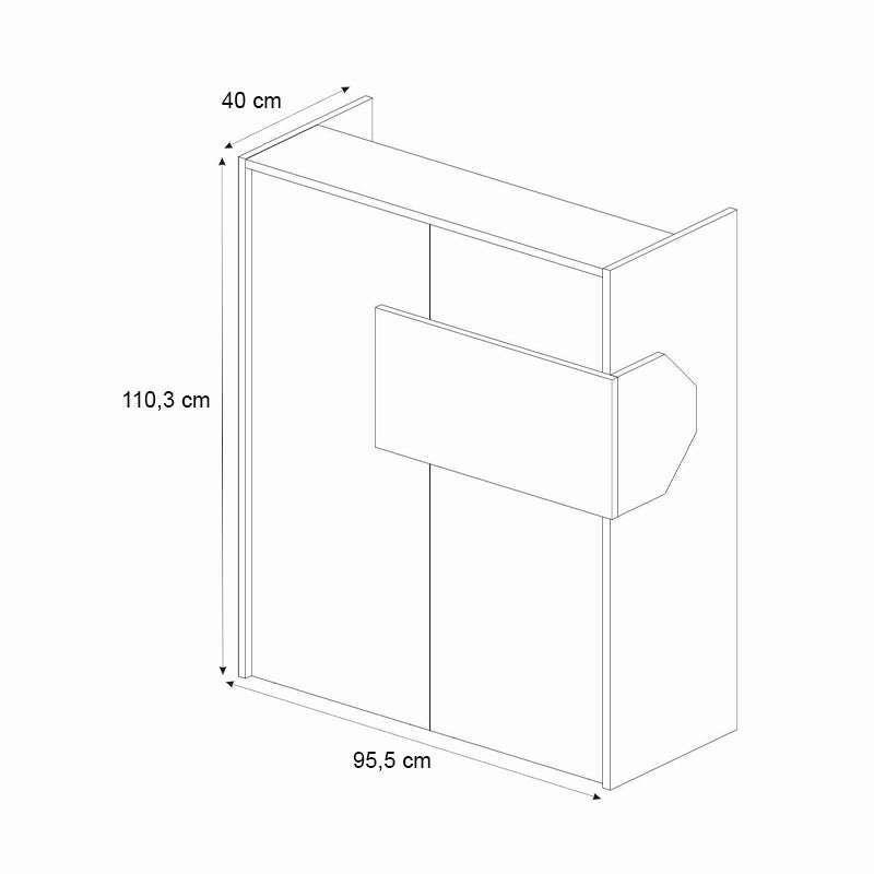 Γραφείο υποδοχής - reception Aloha  με LED χρώμα ανθρακί - sepet oak 95,5x40x110,3εκ.