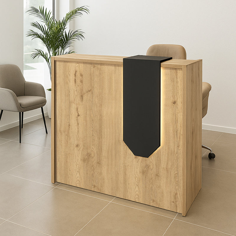 Γραφείο υποδοχής - reception Navita  με LED χρώμα sepet oak - ανθρακί 113,6x42x111,8εκ. - Pakobazaar