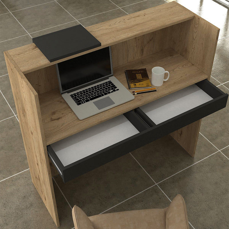 Γραφείο υποδοχής - reception Navita  με LED χρώμα sepet oak - ανθρακί 113,6x42x111,8εκ. - Pakobazaar