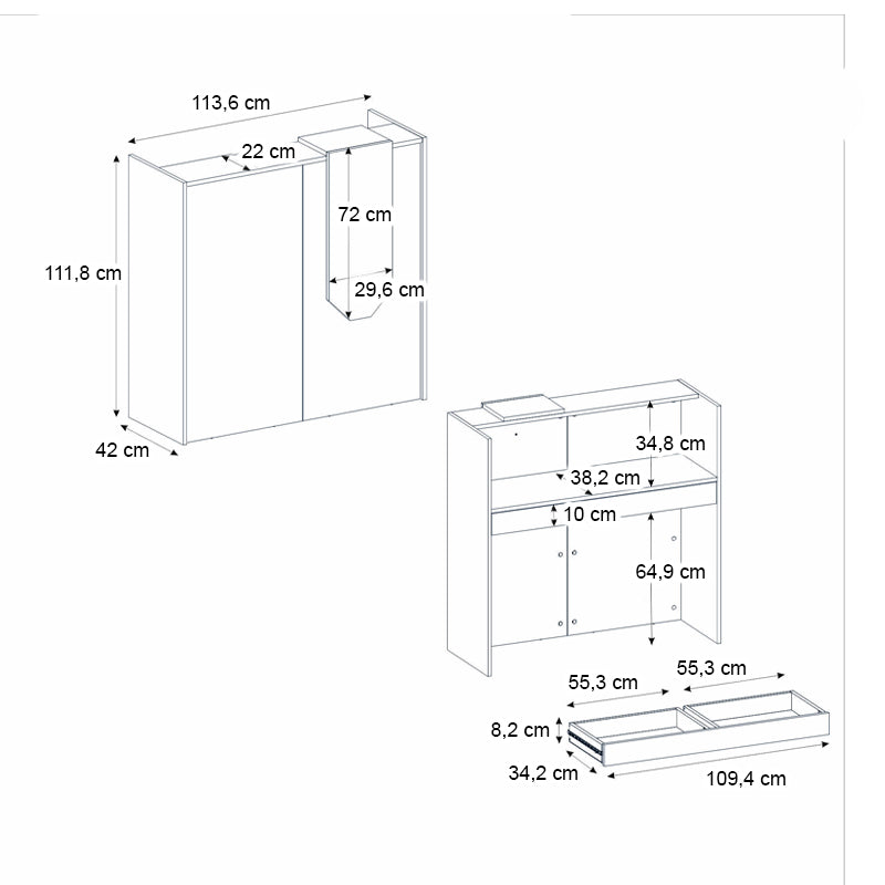 Γραφείο υποδοχής - reception Navita  με LED χρώμα sepet oak - ανθρακί 113,6x42x111,8εκ. - Pakobazaar