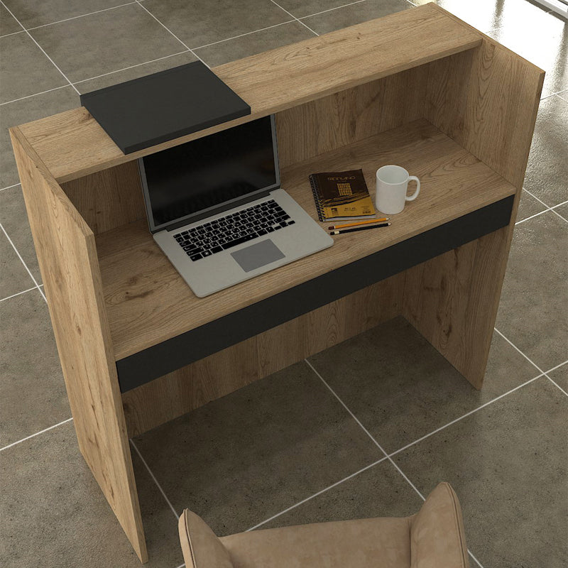 Γραφείο υποδοχής - reception Navita  με LED χρώμα sepet oak - ανθρακί 113,6x42x111,8εκ. - Pakobazaar