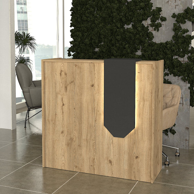 Γραφείο υποδοχής - reception Navita  με LED χρώμα sepet oak - ανθρακί 113,6x42x111,8εκ. - Pakobazaar