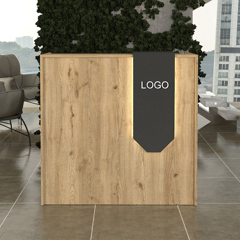 Γραφείο υποδοχής - reception Navita  με LED χρώμα sepet oak - ανθρακί 113,6x42x111,8εκ. - Pakobazaar