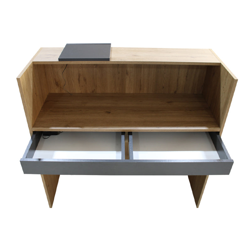 Γραφείο υποδοχής - reception Navita  με LED χρώμα sepet oak - ανθρακί 113,6x42x111,8εκ. - Pakobazaar