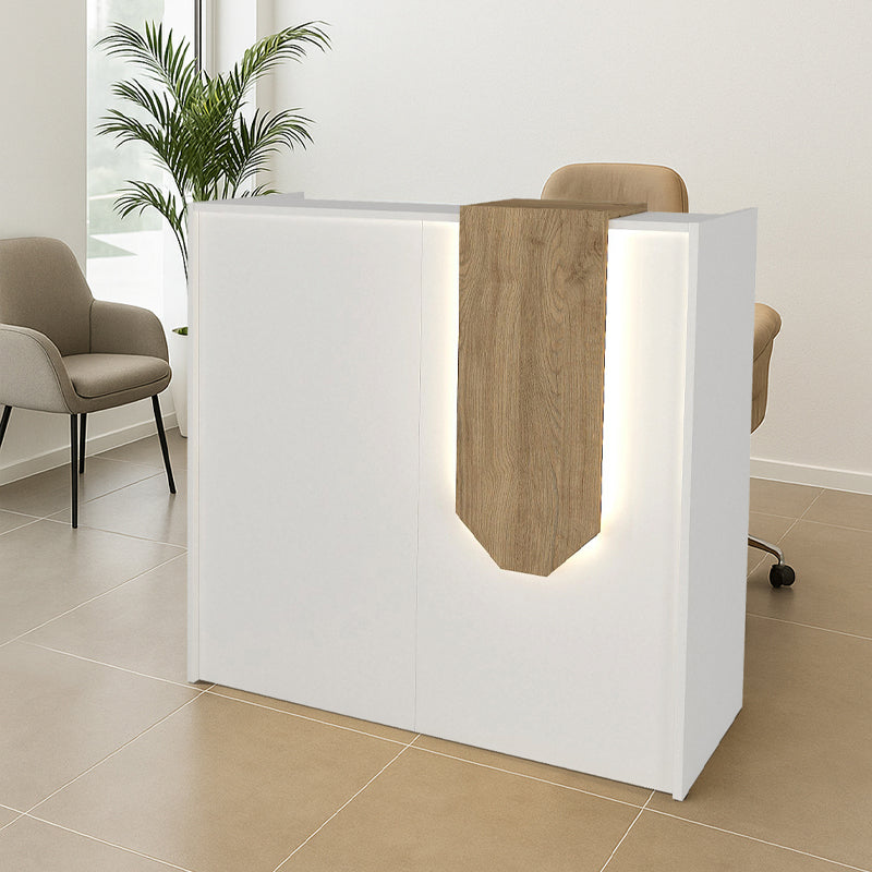 Γραφείο υποδοχής - reception Navita  με LED χρώμα λευκό - sepet oak 113,6x42x111,8εκ.