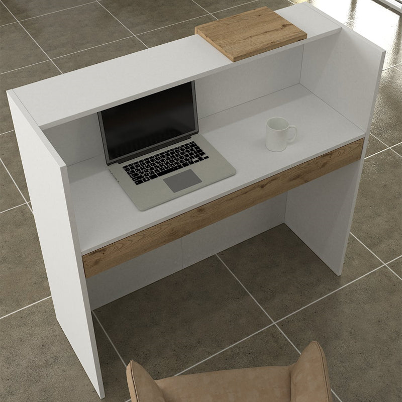 Γραφείο υποδοχής - reception Navita  με LED χρώμα λευκό - sepet oak 113,6x42x111,8εκ.