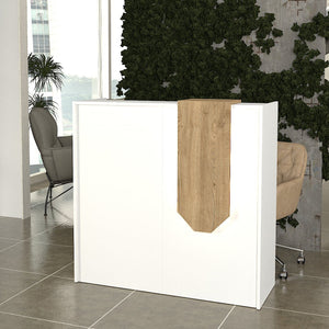 Γραφείο υποδοχής - reception Navita  με LED χρώμα λευκό - sepet oak 113,6x42x111,8εκ.