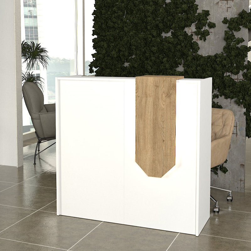Γραφείο υποδοχής - reception Navita  με LED χρώμα λευκό - sepet oak 113,6x42x111,8εκ.