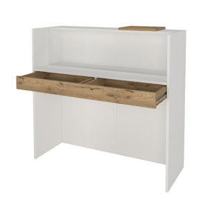 Γραφείο υποδοχής - reception Navita  με LED χρώμα λευκό - sepet oak 113,6x42x111,8εκ.