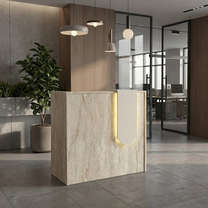 Γραφείο υποδοχής - reception Navita  με LED χρώμα travertine - sandstone 113,6x42x111,8εκ. - Pakobazaar
