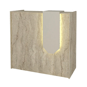 Γραφείο υποδοχής - reception Navita  με LED χρώμα travertine - sandstone 113,6x42x111,8εκ. - Pakobazaar