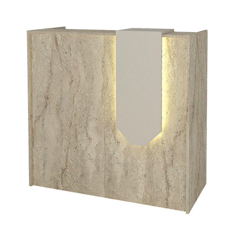 Γραφείο υποδοχής - reception Navita  με LED χρώμα travertine - sandstone 113,6x42x111,8εκ. - Pakobazaar
