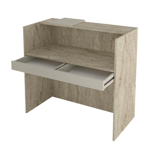 Γραφείο υποδοχής - reception Navita  με LED χρώμα travertine - sandstone 113,6x42x111,8εκ. - Pakobazaar