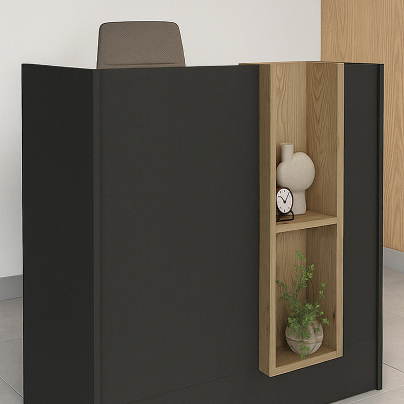 Γραφείο υποδοχής - reception Bonveno  χρώμα ανθρακί - sepet oak 90x43,2x110εκ.