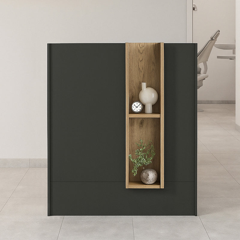 Γραφείο υποδοχής - reception Bonveno  χρώμα ανθρακί - sepet oak 90x43,2x110εκ.