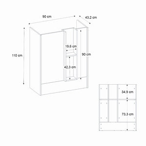 Γραφείο υποδοχής - reception Bonveno  χρώμα ανθρακί - sepet oak 90x43,2x110εκ.