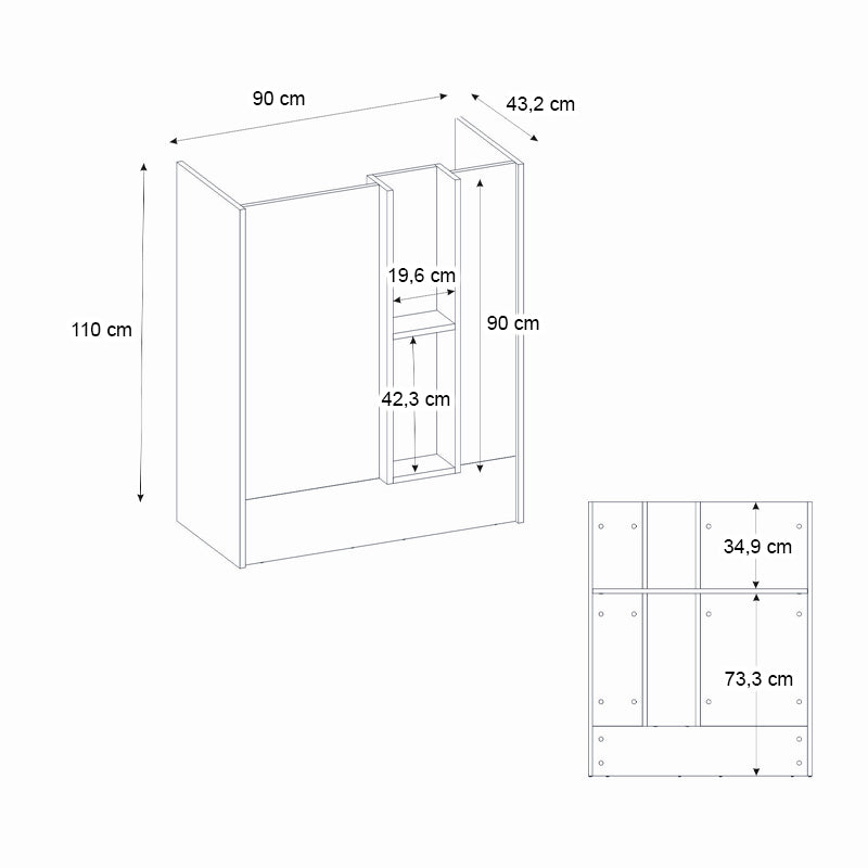 Γραφείο υποδοχής - reception Bonveno  χρώμα ανθρακί - sepet oak 90x43,2x110εκ.