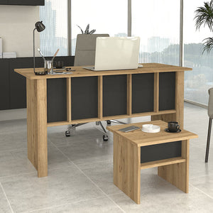Γραφείο εργασίας Nika  χρώμα sepet oak - ανθρακί 140x60x75εκ.