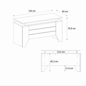 Γραφείο εργασίας Remida  χρώμα sepet oak - ανθρακί 140x60x76,9εκ.