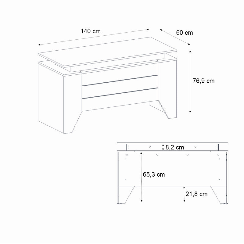 Γραφείο εργασίας Remida  χρώμα sepet oak - ανθρακί 140x60x76,9εκ.